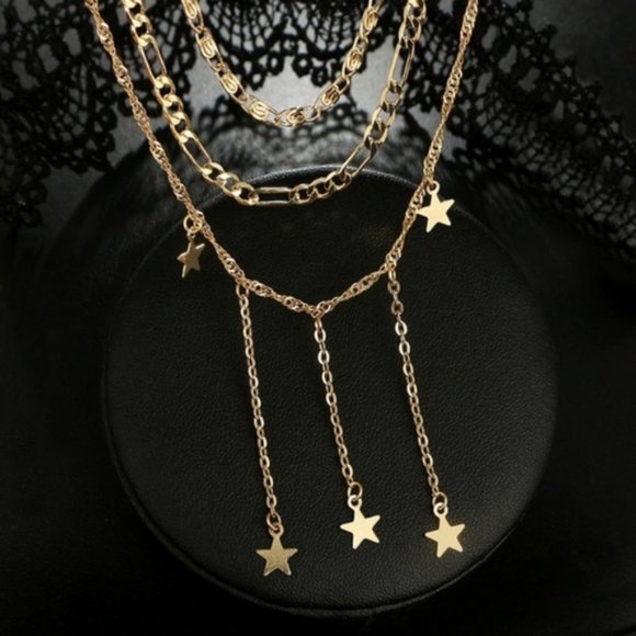Layered Gold Falling Stars Necklace - Picture 3 of 7